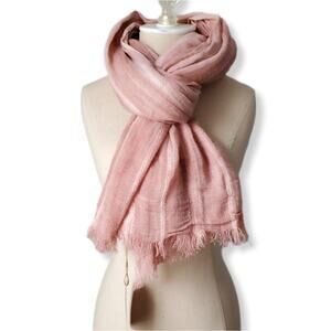 Women Blush Pink Gauze Pashmina Wrap Scarf XL Neutral Coastal Cozy Scandi NEW